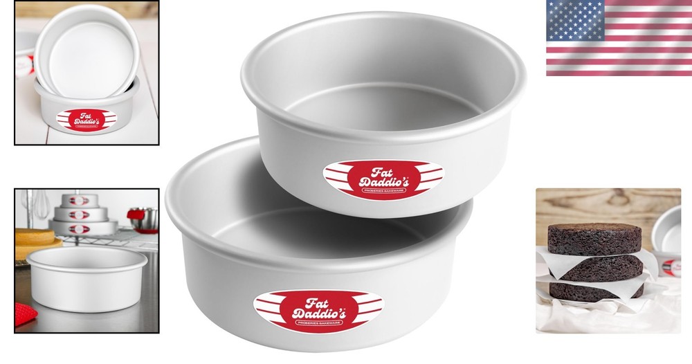 Durable Round Cake Pans 8x3", 2 Pc