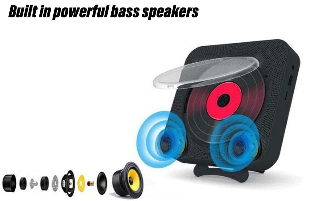 Portable CD Player w/ Remote – Wall Mount or Tabletop 🎵🖤