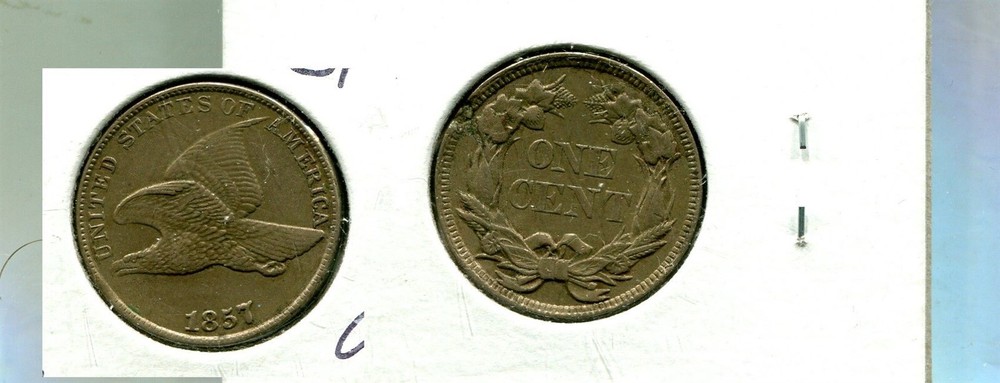 1857 FLYING EAGLE PENNY AU PLANCHET ERROR ? 5626R