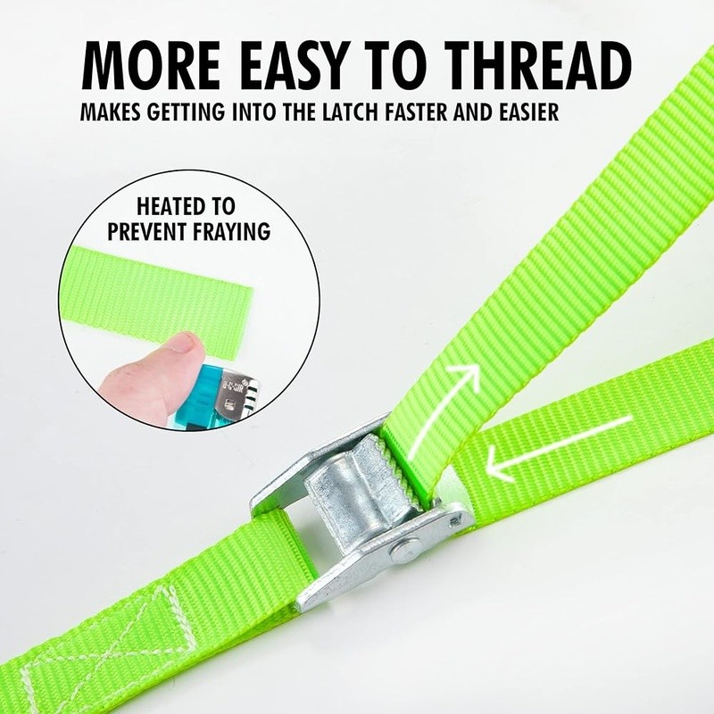 12ft Lashing Strap 6 Pack Heavy Duty Cargo Tie Down Load Secure 200lbs Capacity