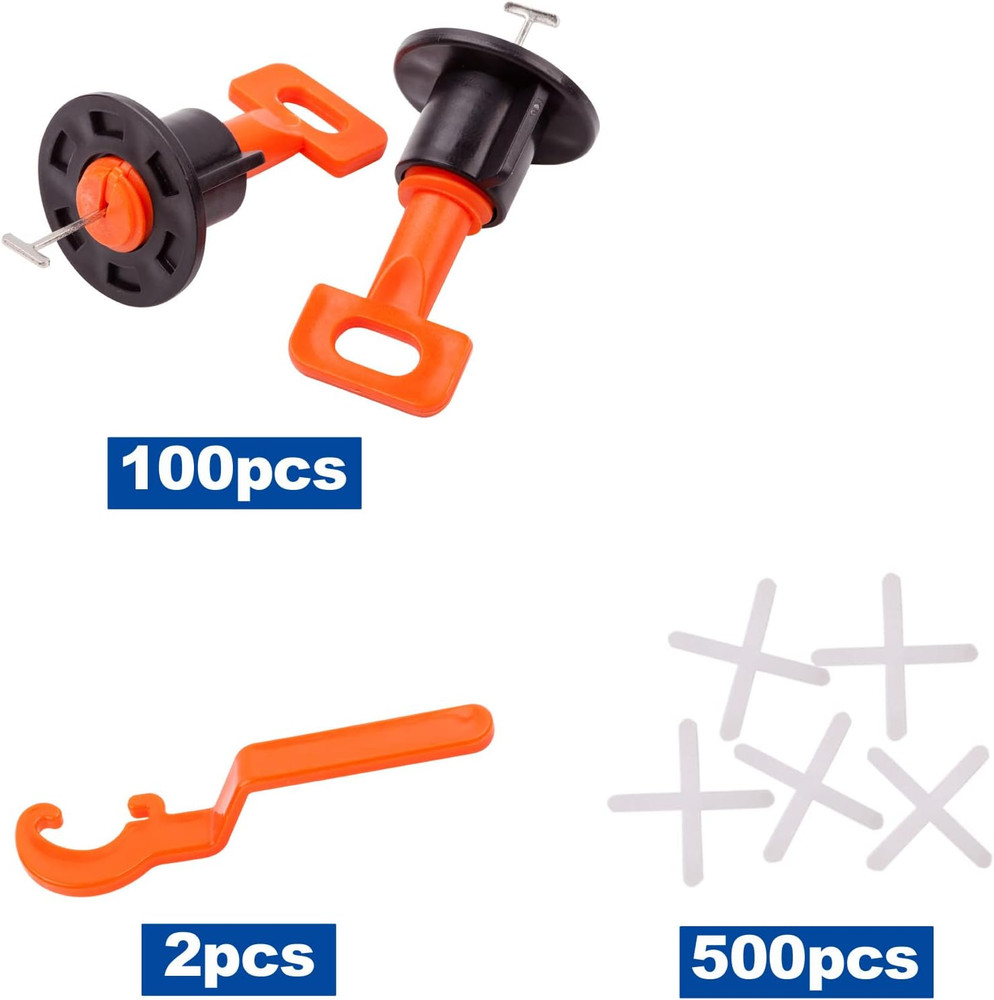 Tile Leveling System Kit with 100Pcs Tile Leveler & 2 Special Wrenches & 500Pcs