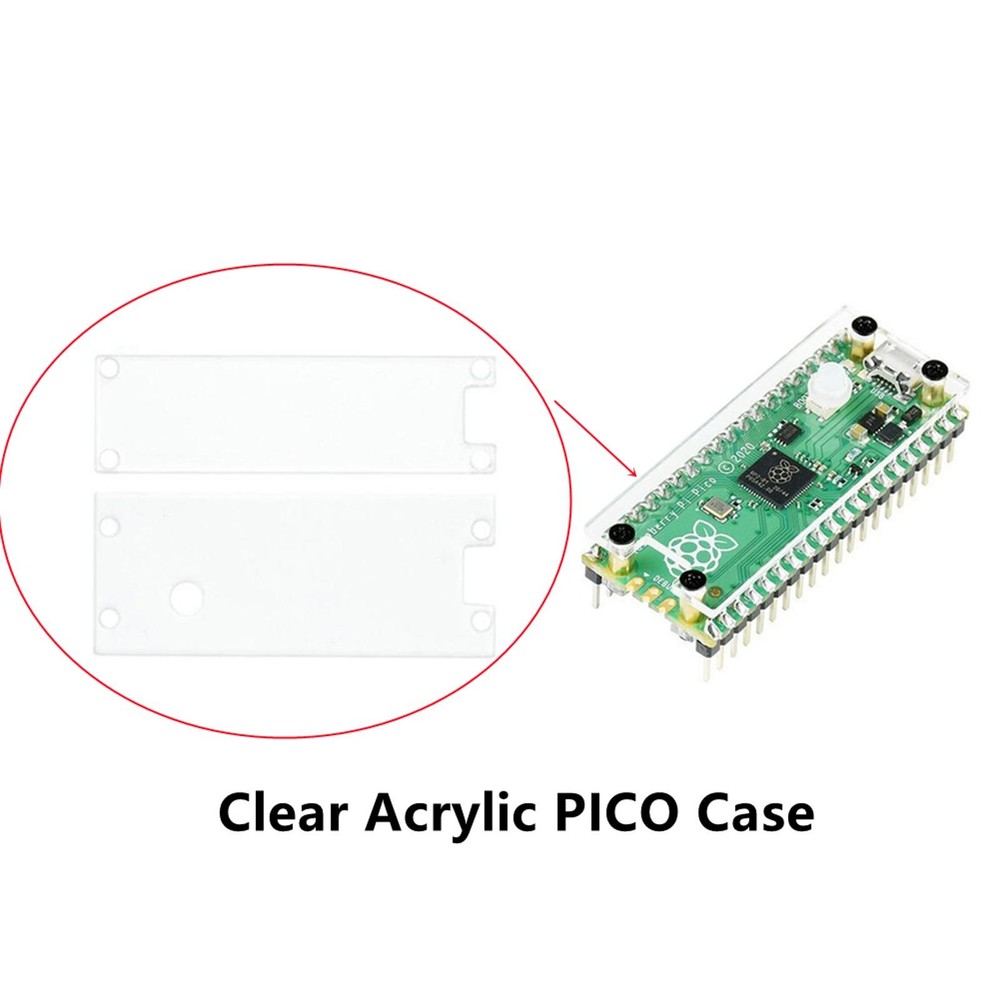 Clear Acrylic Top&Bottom Panel Case With Customs Key Cap for Raspberry Pi Pico H