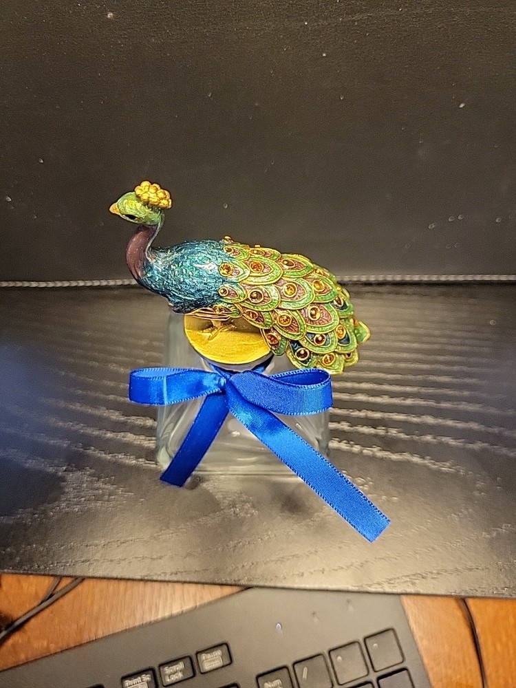 Pier 1 Enamel Peacock Bottle Topper & Jar