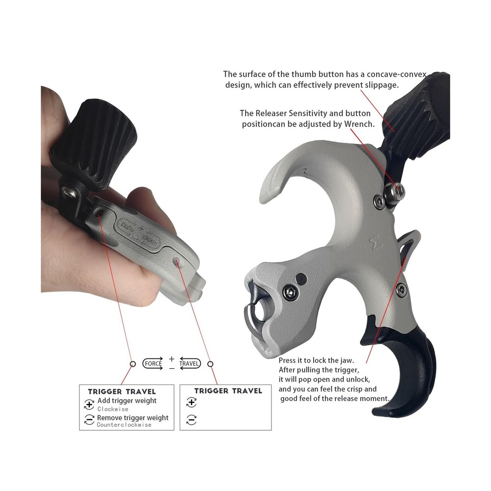 Thumb Release for Compound Bow,Copper Material Archery Release Aids,3 or 4 Fi...