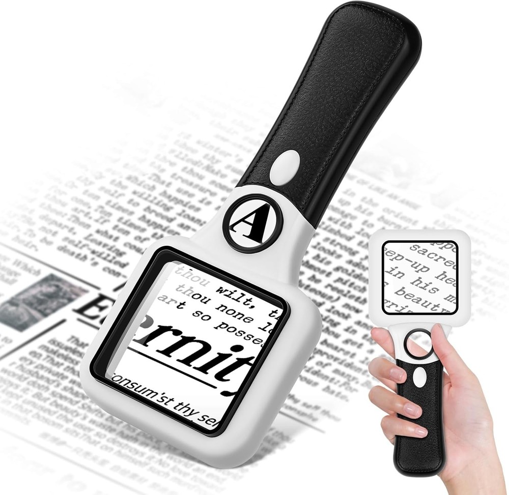 Compact LED Magnifying Glass 45X/10X Handheld for Reading & Low Vision, 1-Pack