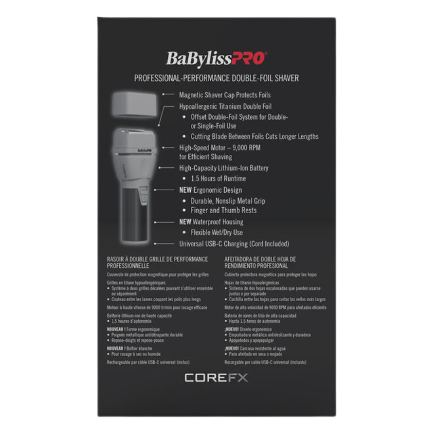 BaBylissPRO COREFX Professional Performance Double Foil Shaver New | FX75FS2