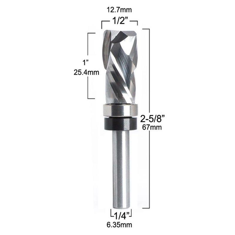 1/4"6mm Shank Trim Router Bits Compression Flush Carbide Sturdy Woodworking Tool