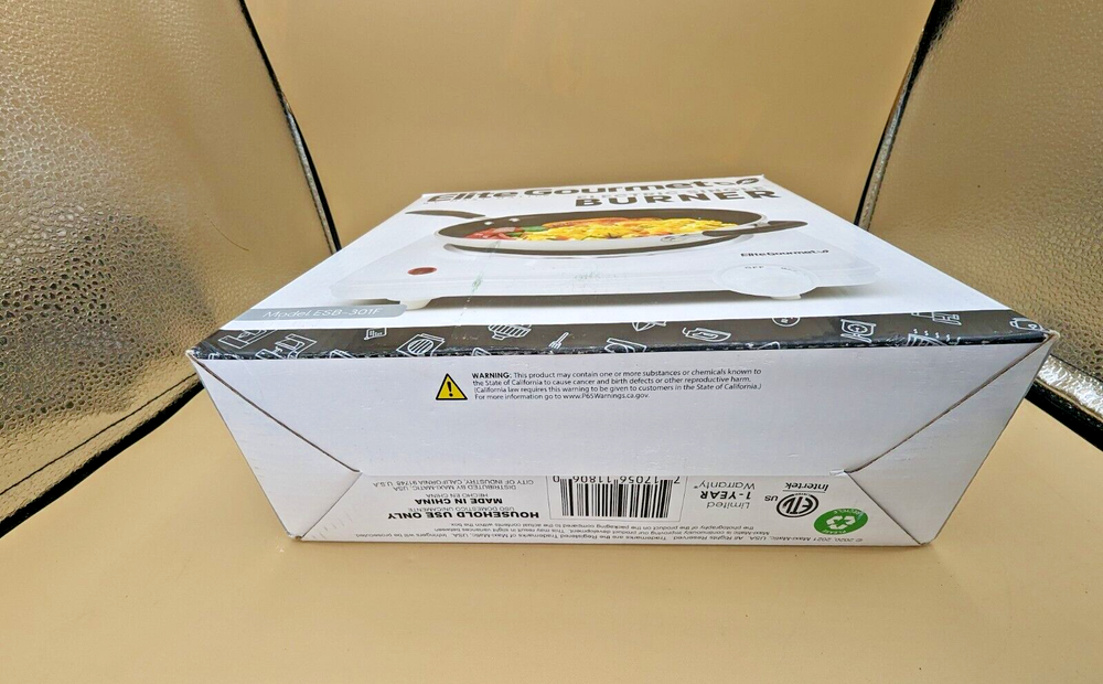 Electric Single Burner Elite Cuisine White Adjustable Temperature ESB-301F NEW