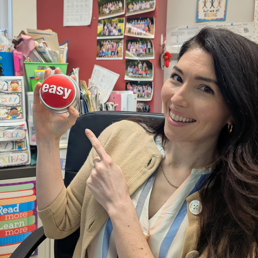 Easy Button, Red/Silver - Fun Office Desk Button for Motivation