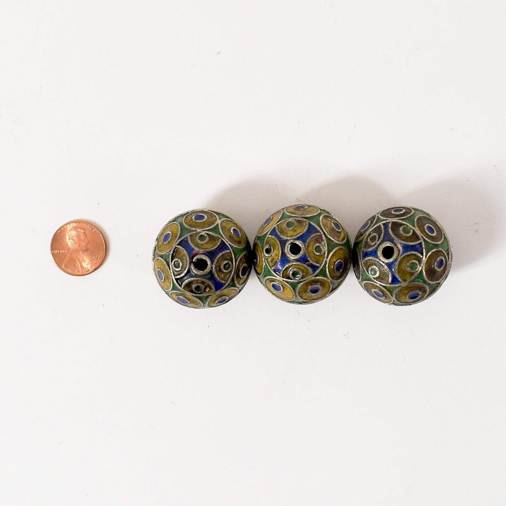 3 Metal Berber Beads Morocco