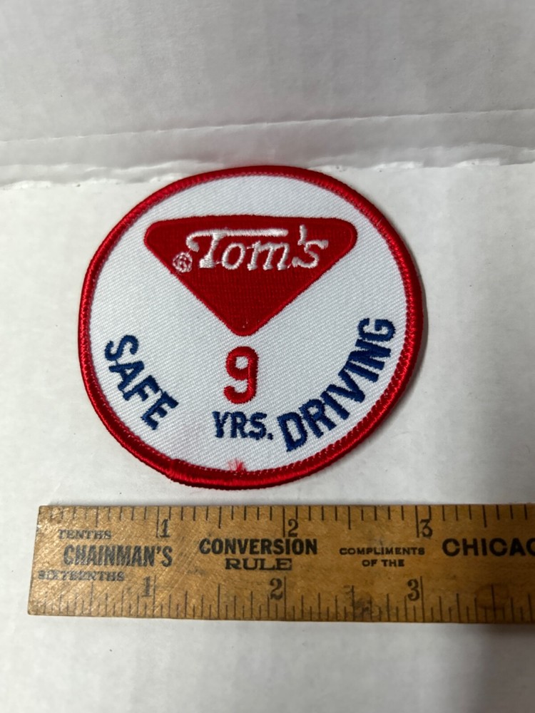 Vintage Tom’s Peanuts Cloth Patch Safe 9 YR. Driver