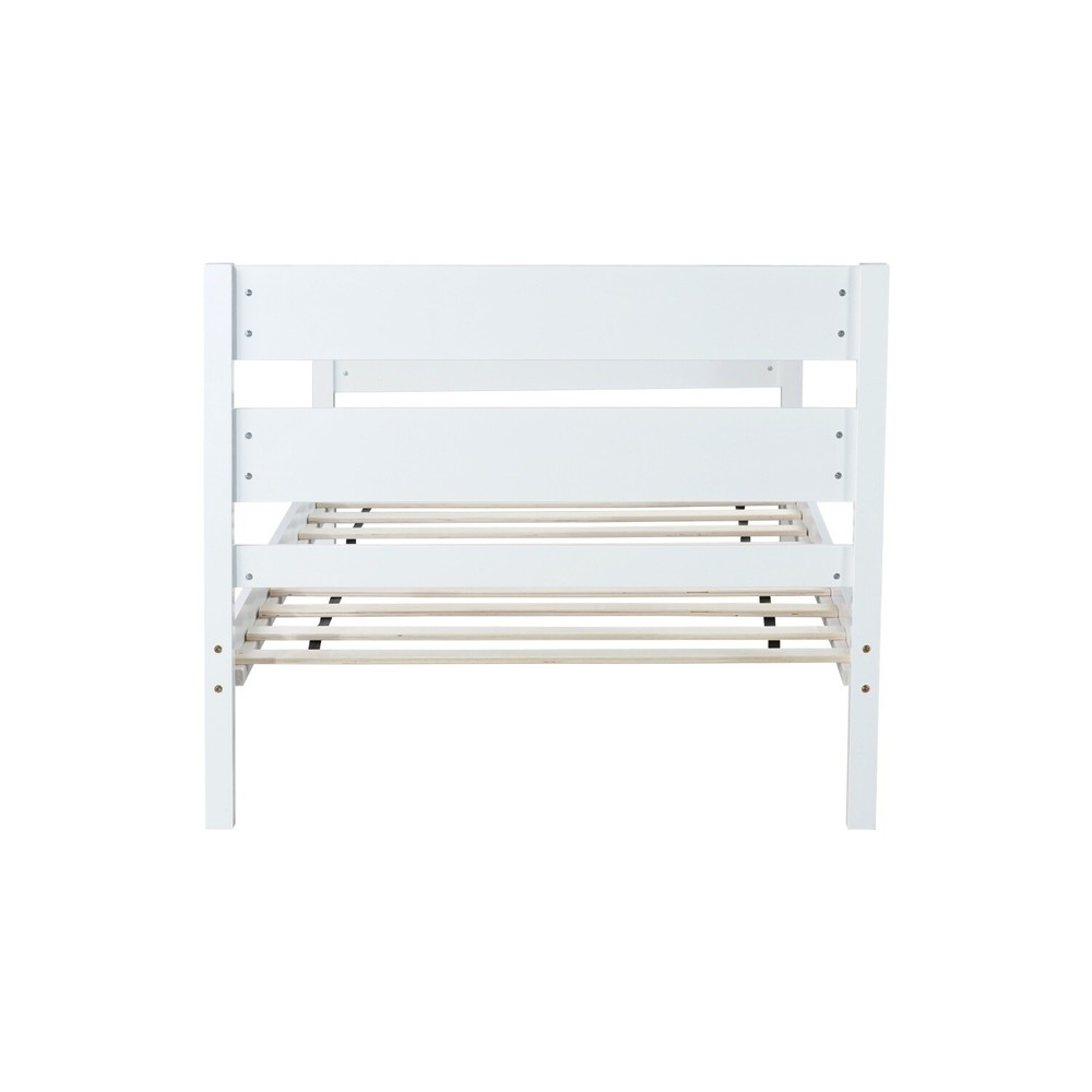 Twin Size Bed Frame Wooden Platform Bed Frame with Headboard White/Espresso