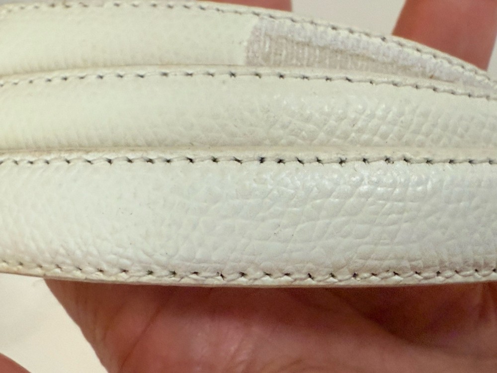 Terry Stack Size XL Minimalist Belt Off White Italian Leather Hook Loop Closure
