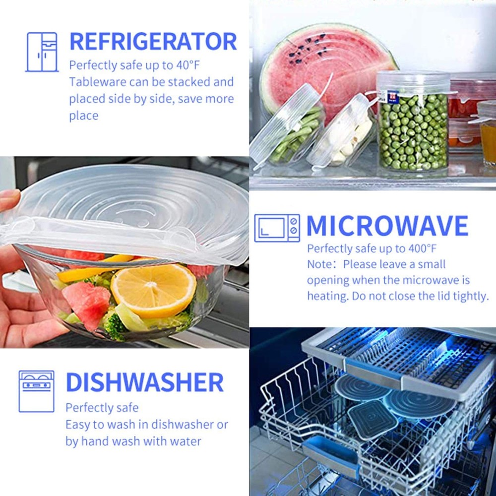 Silicone Stretch Lids, 18 Pack Reusable Transparent