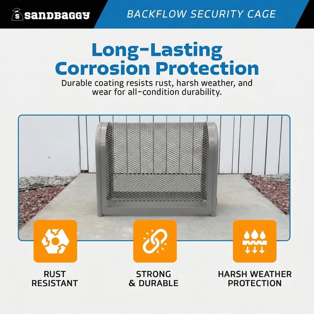 Backflow Security Cage – Backflow Preventer Enclosure (Gray, Medium) - Sandbaggy