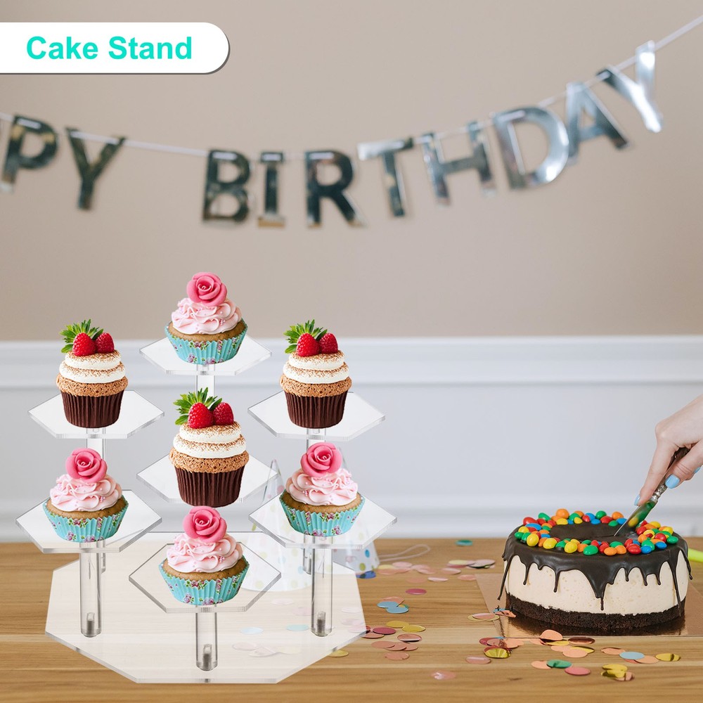 Acrylic Display Stand for Figures 7 Tier Acrylic Riser for Cupcake Clear