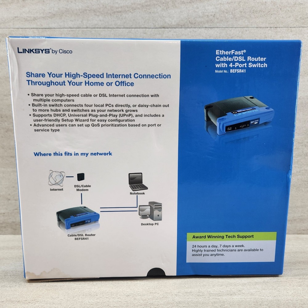 Linksys BEFSR41 EtherFast Cable/DSL Router 4-Port Switch Cisco Wired Networking