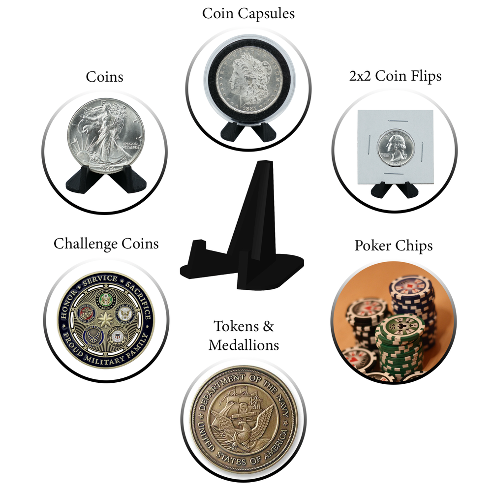 (10) Coin Holder Display Stand Challenge Capsule Storage Box Case Easel Plastic