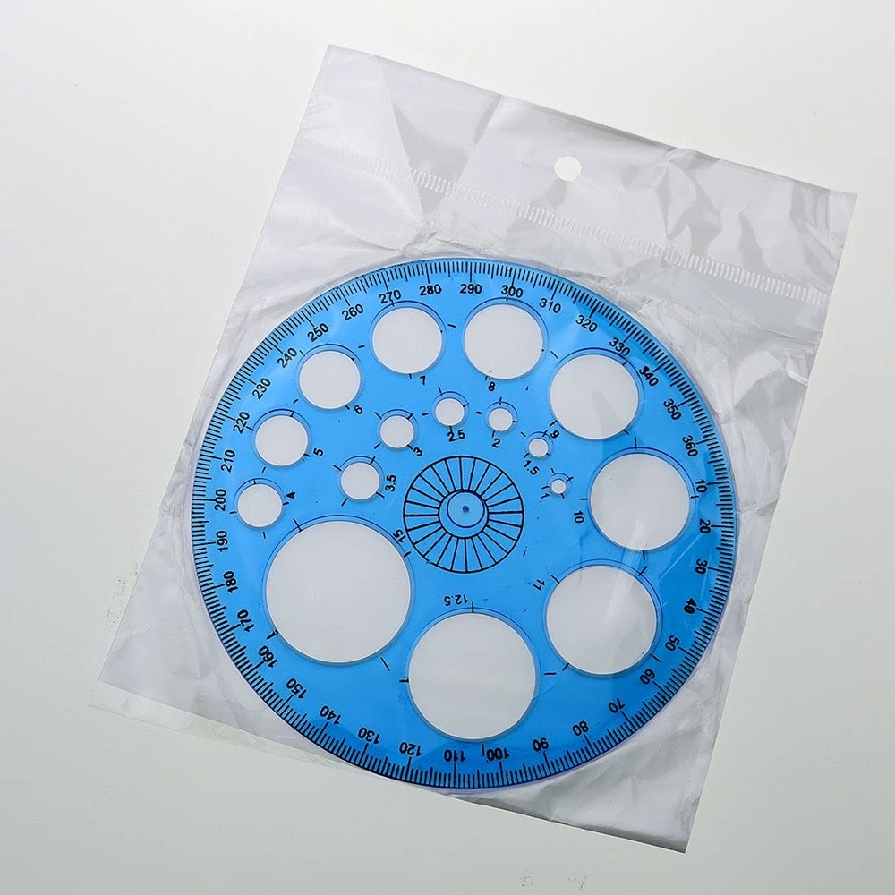 4 PCS 360 Degree Protractor Circle Maker Transparent Dark Blue for School