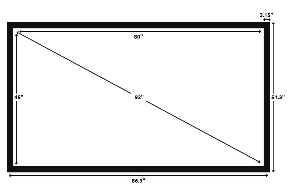 STR-16992-WAB Silver Ticket 92" Fixed Frame 16:9 Projector Screen AT Material
