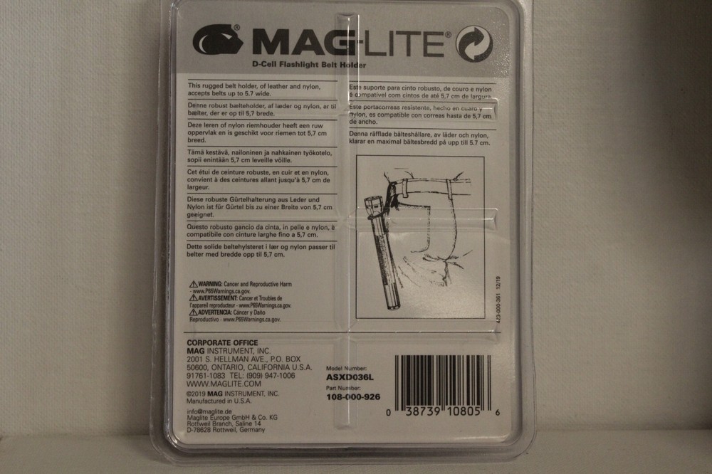 Maglite ASXD036 D-Cell Belt Holder - Plain Design