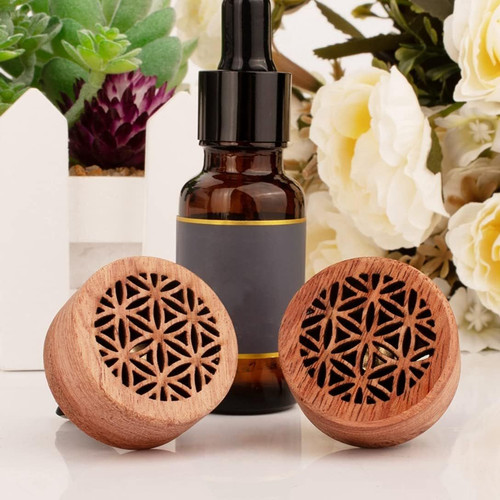 Essential Oil Car Diffuser, 2 PCS Aromatherapy Wood Diffuser with A-type