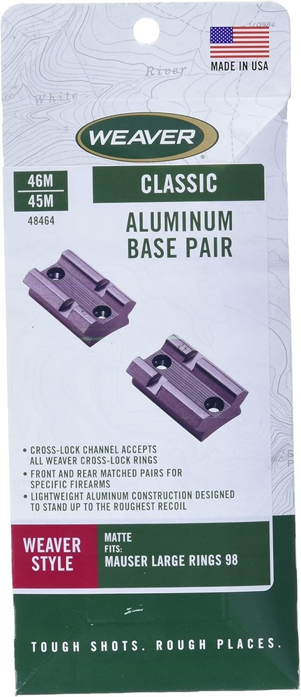 Weaver Top Mount Matte Black Base Pair - Mauser 98 98,