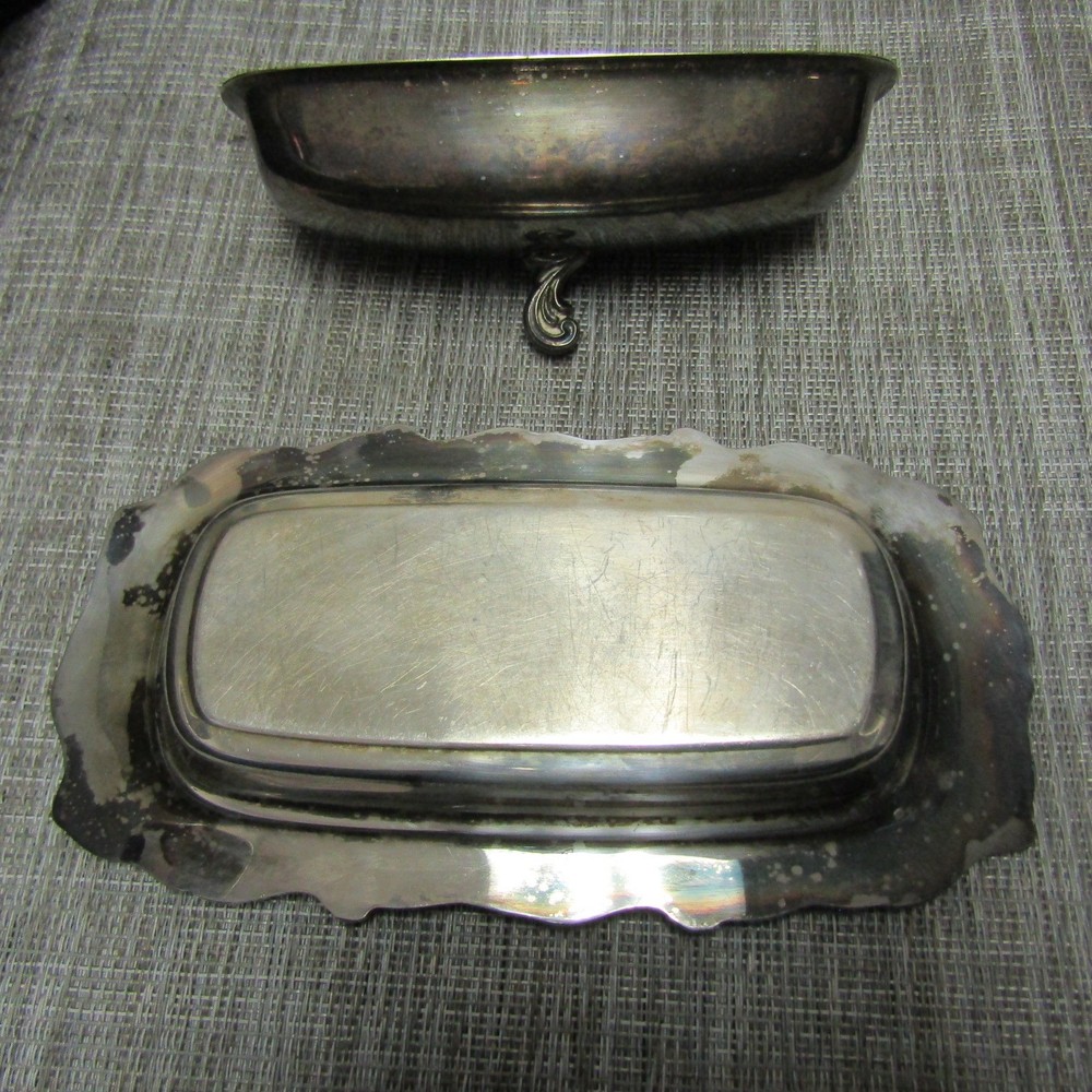 SILVER PLATED BUTTER DISH, 9", PLEASE READ!! A42