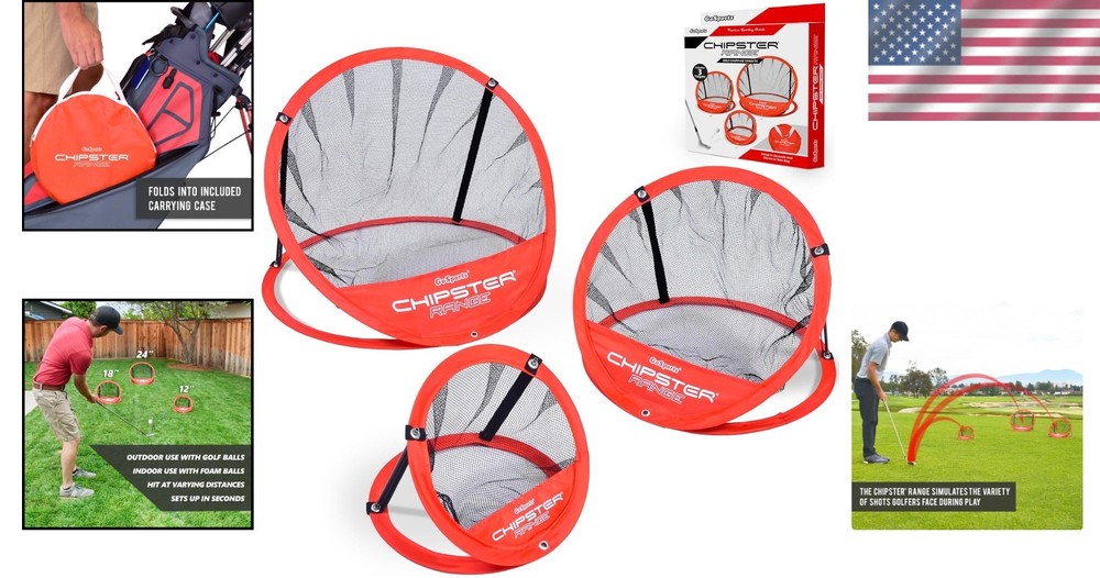 Chipping Practice Net by Chipster - Quick Pop-Up, 3 Target Sizes, Lightweight