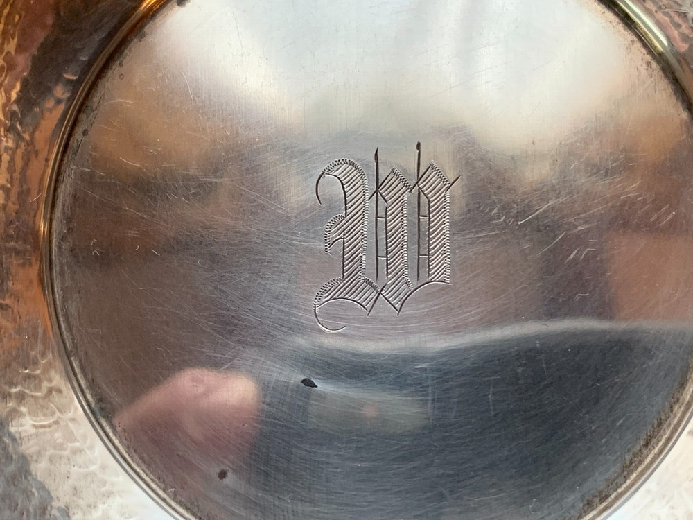 Webster Sterling Silver Nut Dish, Hammered & Wavy Rim, Monogramed "W" c. 1920