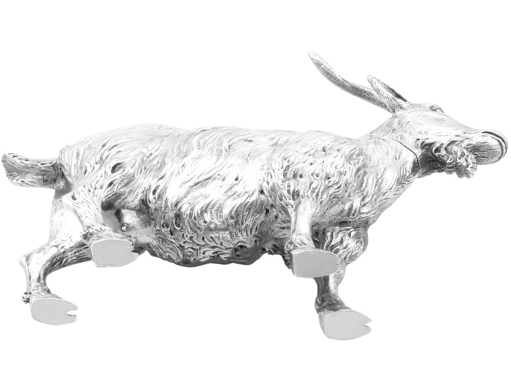 Antique German Sterling Silver Goat Sugar Box 1901