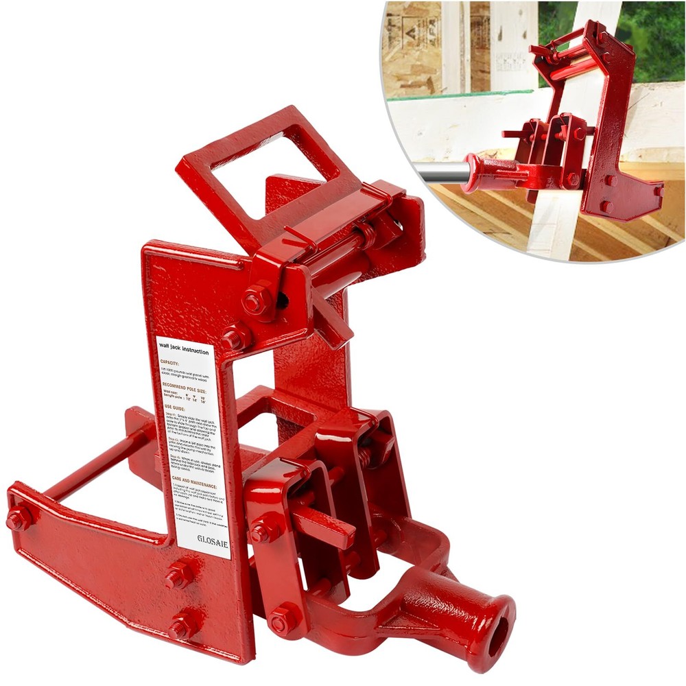 1000 lbs Capacity Malleable Iron Wall Jack for Lifting Beams Red