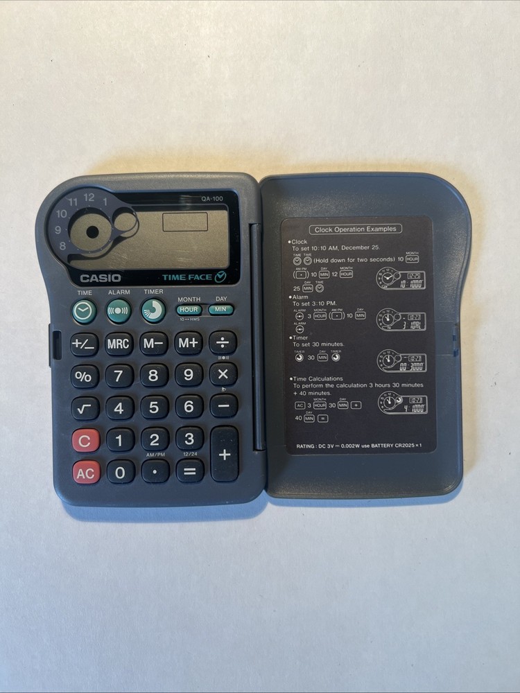 Vintage Casio QA-100 Time Face Pocket Time Calculator Tested Working