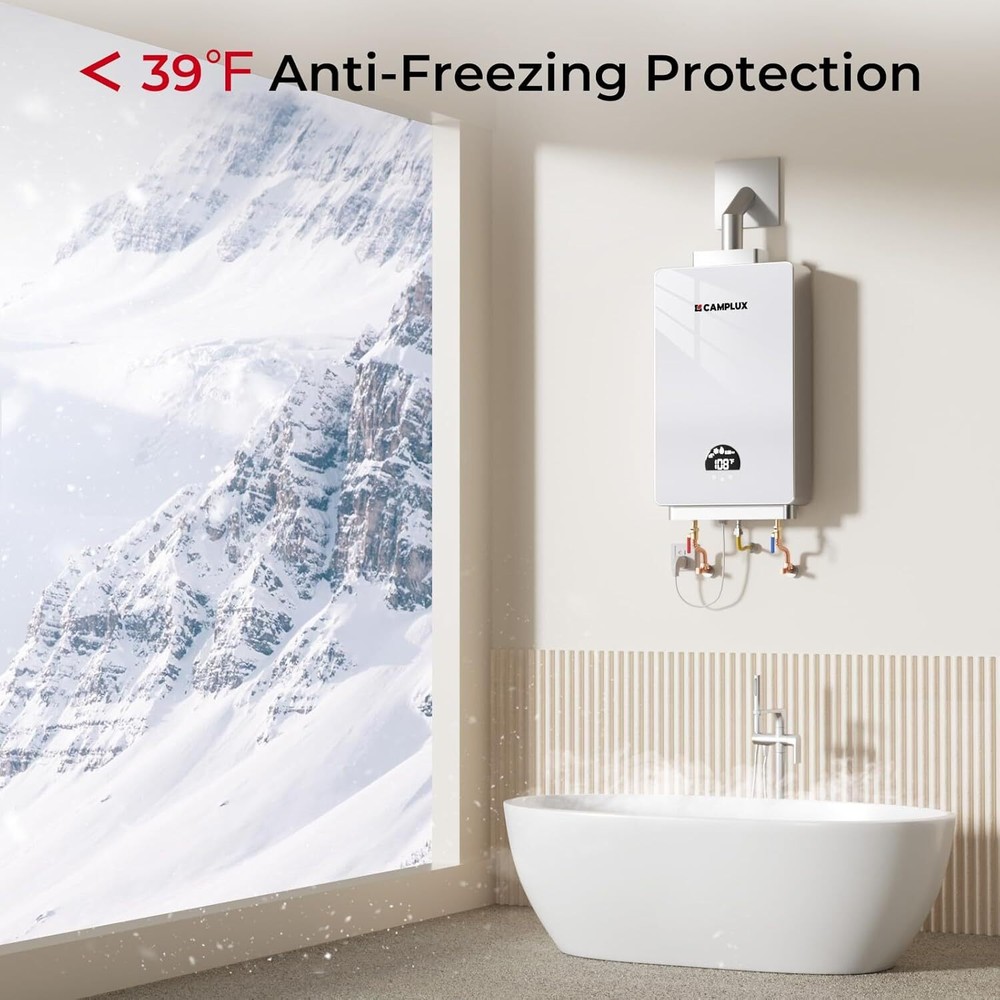 Camplux Indoor Propane Tankless Water Heater 3.18GPM Whole House Shower System