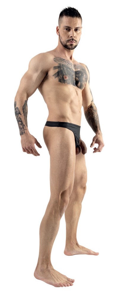 Black Thong With Front Opening
