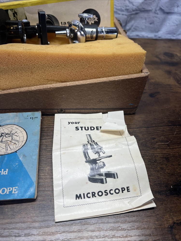 Vintage Creative Science Student School Microscope With Hard Philco Case Tasco
