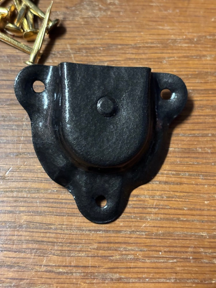 Trunk & Chest Hardware-4 Black original Leather Handle Retainers & Tacks