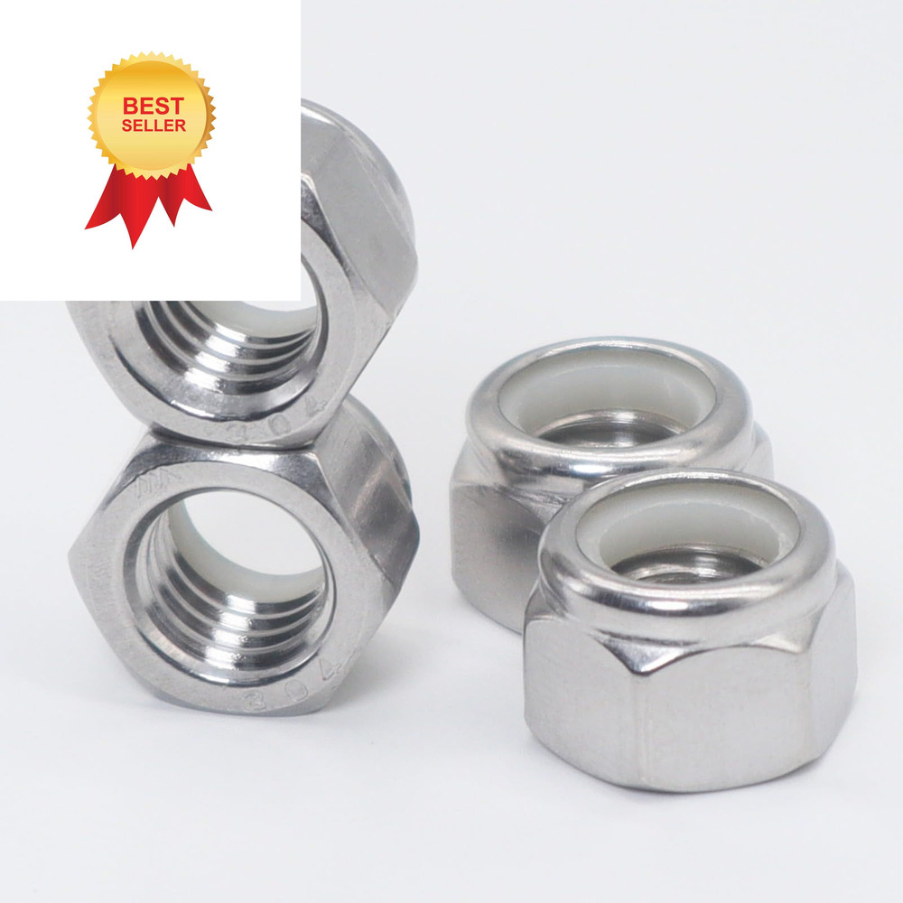 Kuprowin 1/2"-13 Lock Nuts,304 Stainless Nylon Insert (15pcs), Silver
