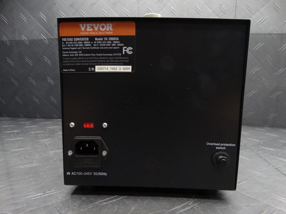 VEVOR Voltage Converter Transformer 2000 Watt Step Up/Down Convert 110-220 Volt