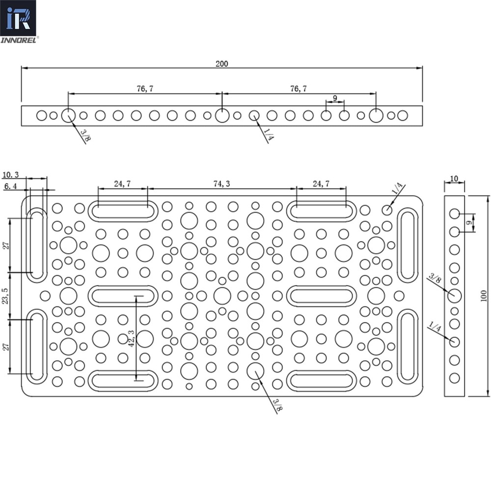 CP10 Multi-Functional Cheese Plate with 1/4" & 3/8" Threads ARRI Holes