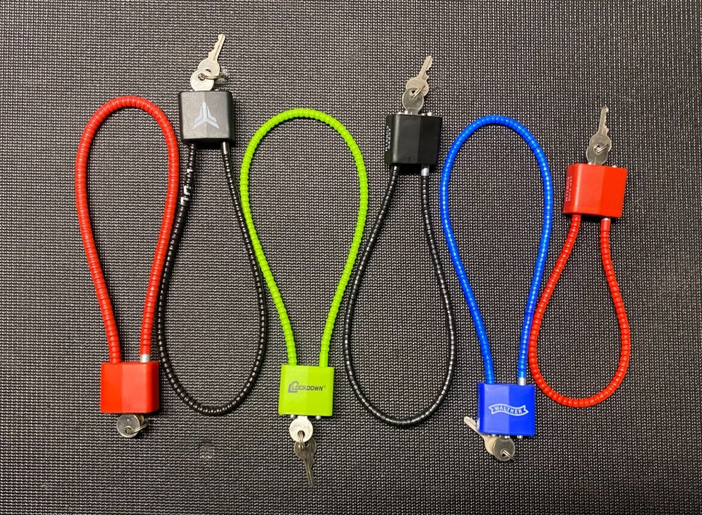 6 cable locks with keys for hand guns