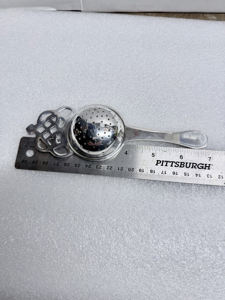 Vintage Silver Plated Tea Strainer With Handle Crown Design