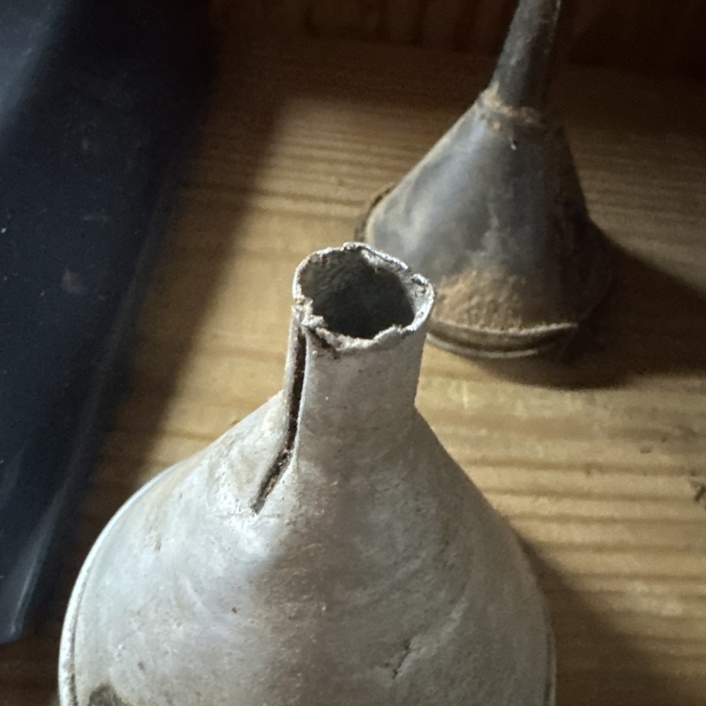 6 Galvinized Funnels All Different Sizes