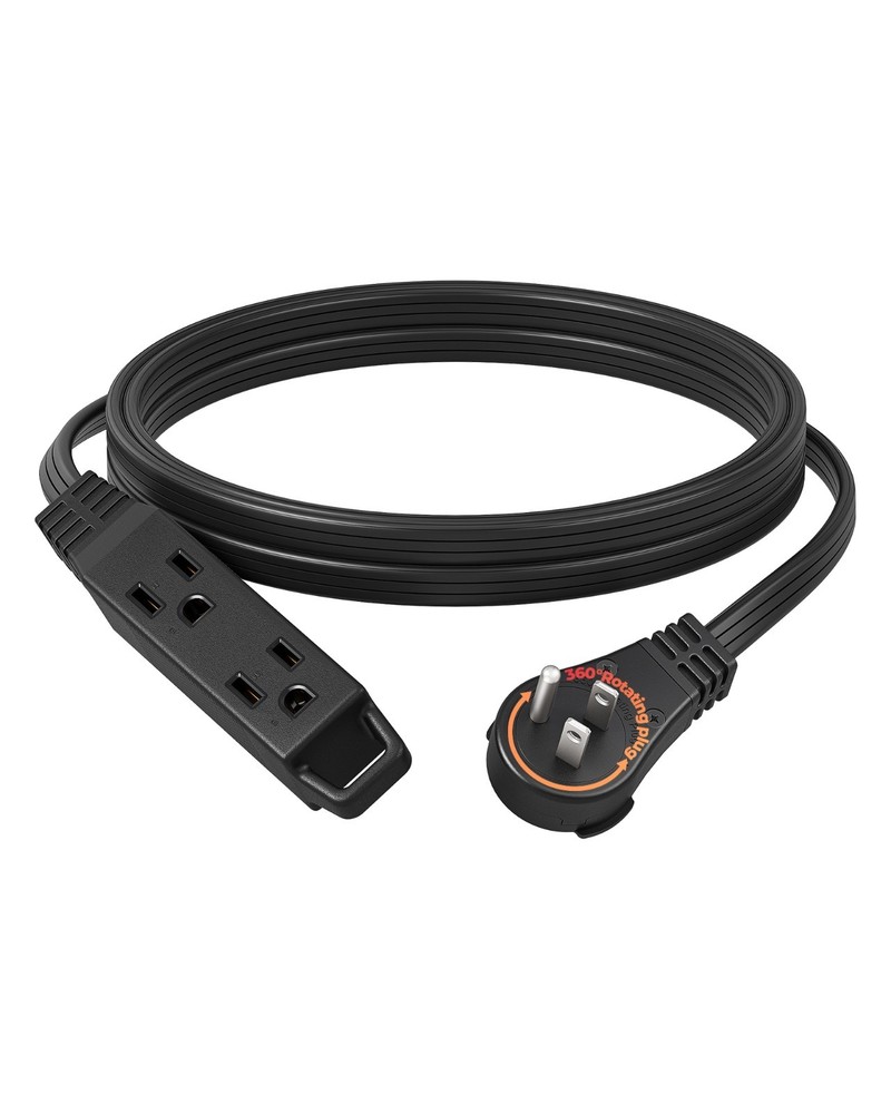DEWENWILS 360 Rotating Flat Plug 10FT Extension Cord 3 Outlet Low Profile