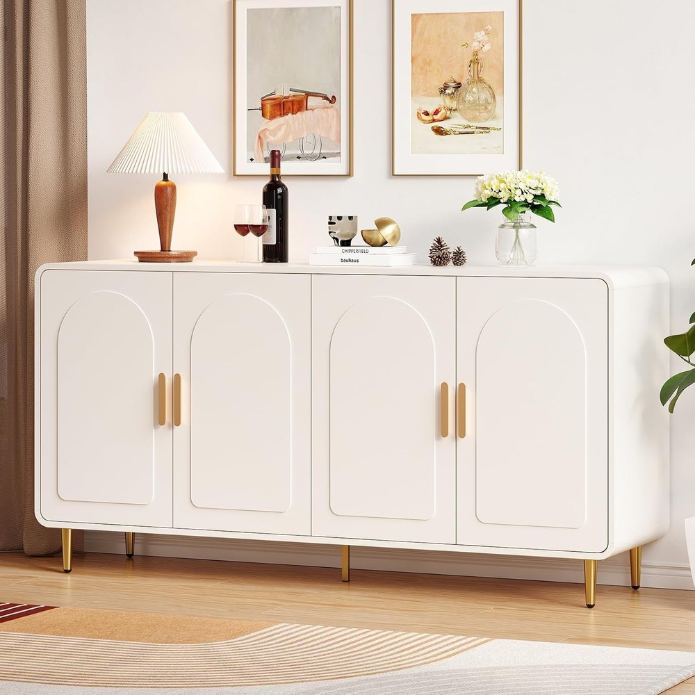 60" Sideboard Buffet Cabinet, Large Credenza Storage, Modern Console Table