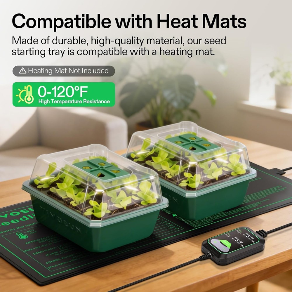 6-Pack Seed Starter Trays 72-Cell Seed Starter Kit W/ Humidity Dome Flat