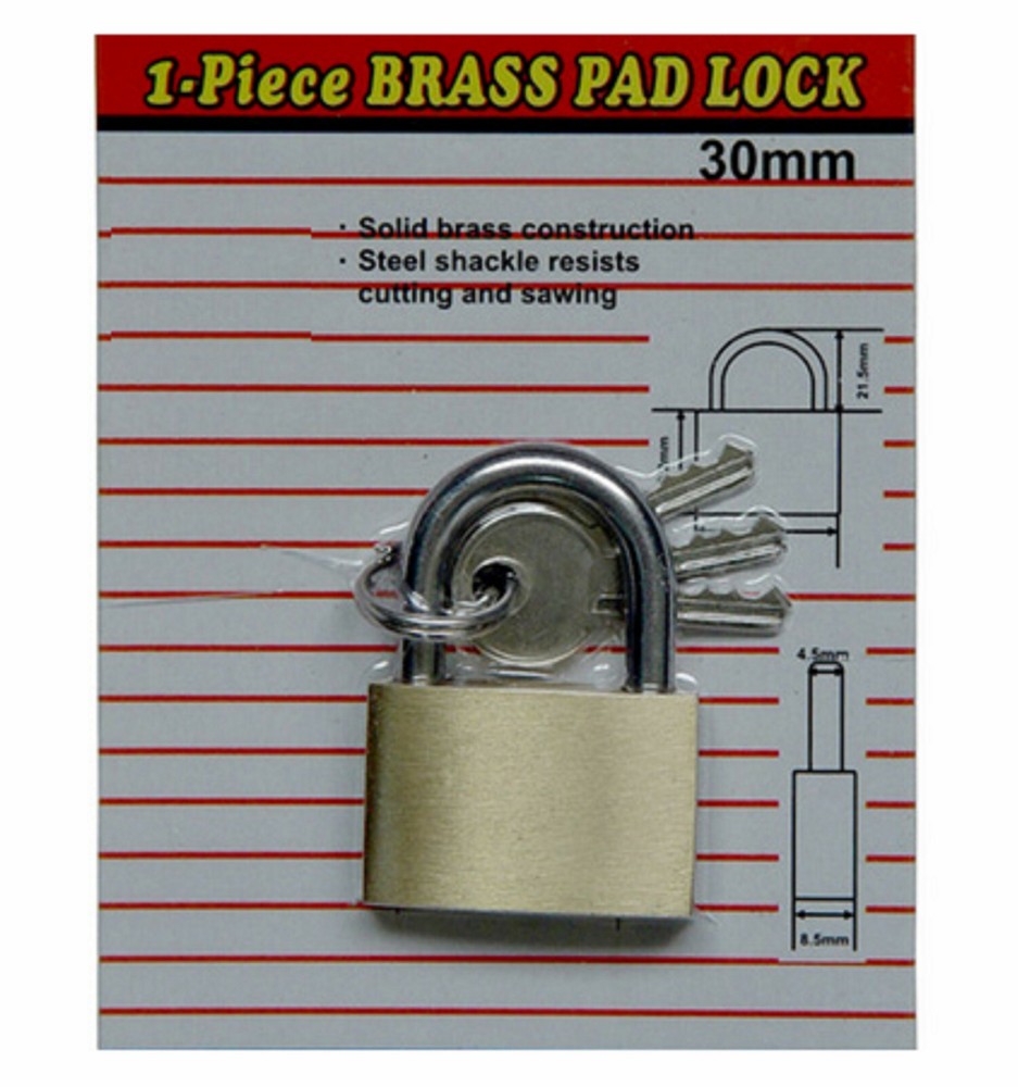 BRASS PAD LOCK 1-Piece (30MM)
