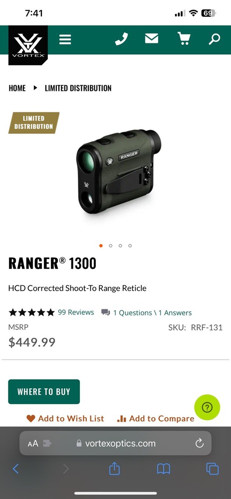 Vortex Ranger 1300 Laser Rangefinder