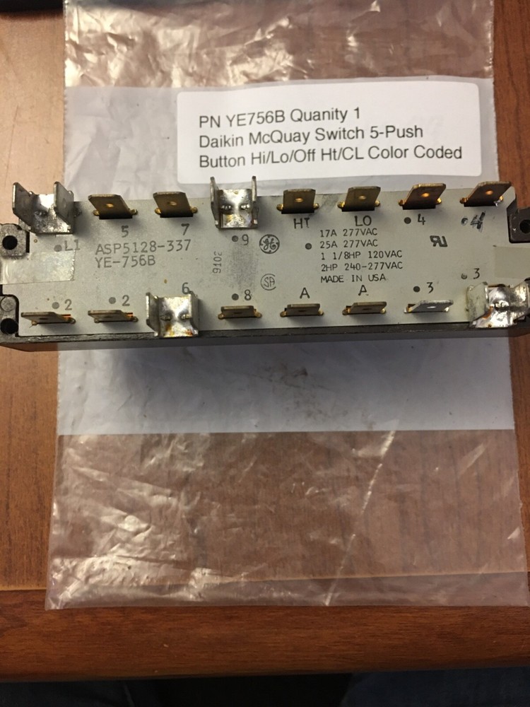 Daikin McQuay YE756B Switch 5-Push Button