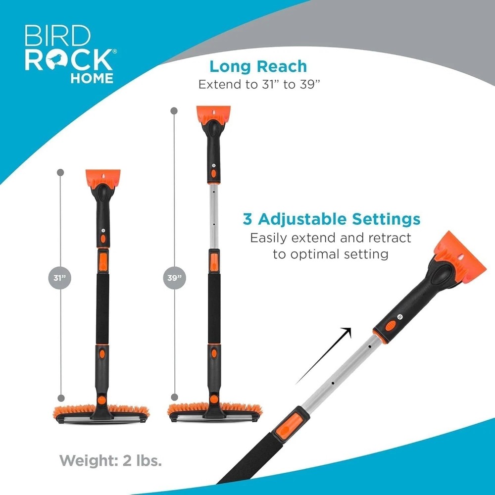 Ergonomic 39" Vehicle Snow Brush with Squeegee & Ice Scraper - Winter Essential